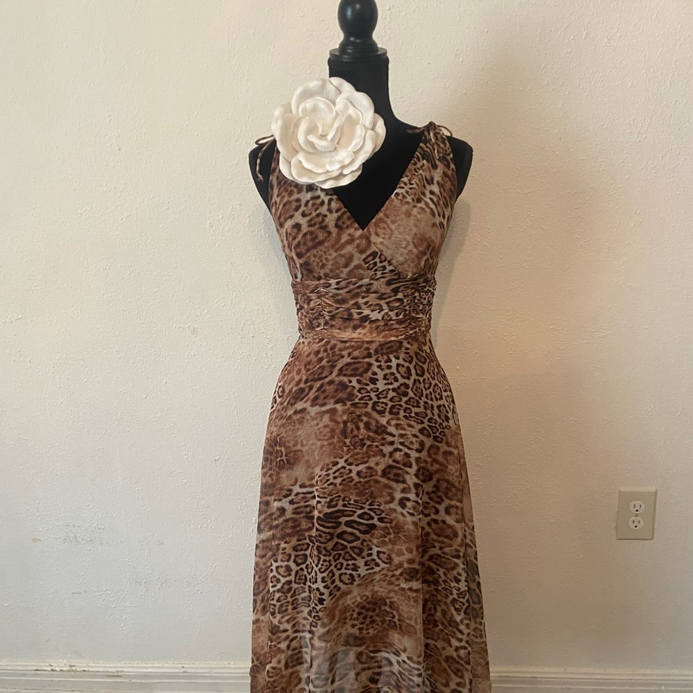 Animal print midi dress.
